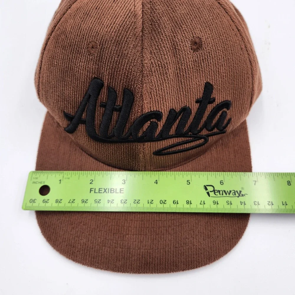 Brown Atlanta Corduroy Style Snapback Baseball Cap Embroidered‎ Logo Adjustable